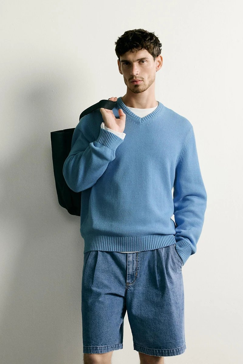 COTTON-LINEN REGULAR FIT SWEATER
