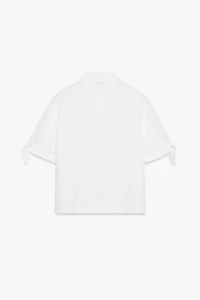 CHEMISE MANCHES COURTES AVEC LACETS EN RAMIE