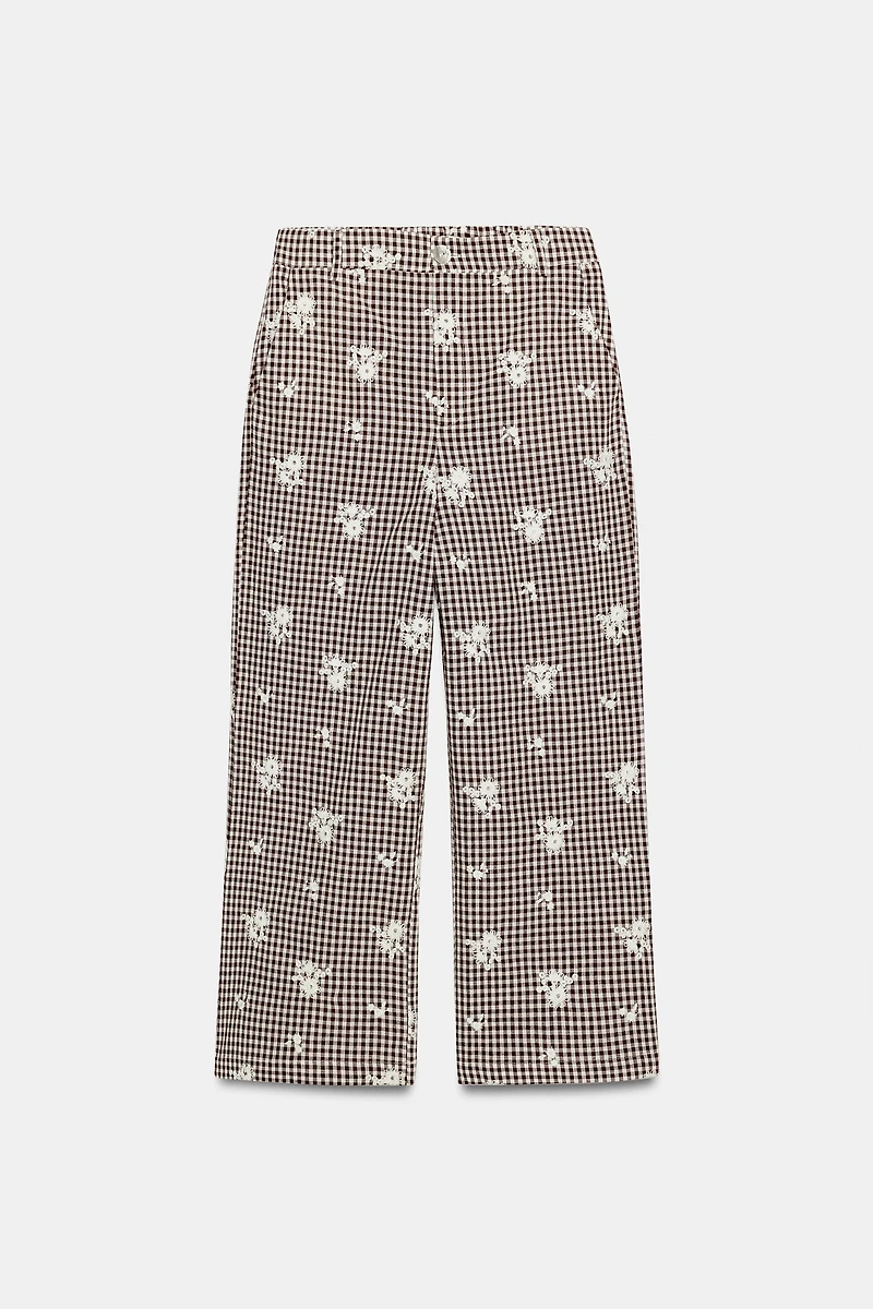 EMBROIDERED PLAID CULOTTES