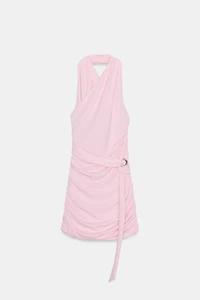 DRAPED HALTER MINI DRESS