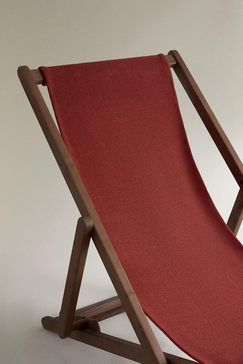 CHAISE LONGUE PLIANTE BOIS ET COTON