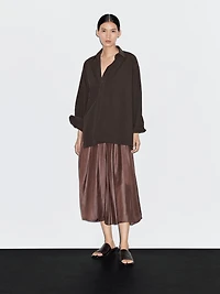 Asymmetric button-up poplin shirt