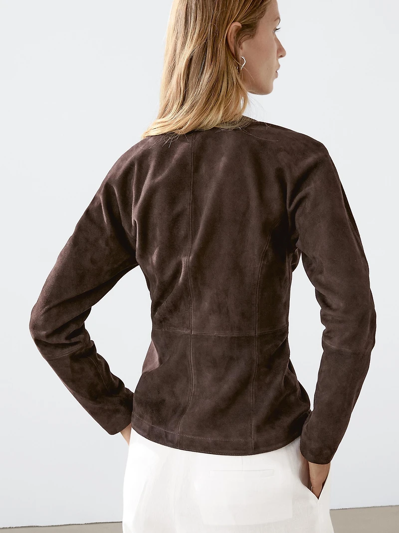 Short suede leather shirt