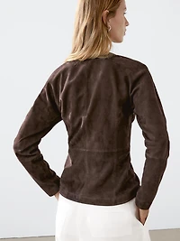 Short suede leather shirt
