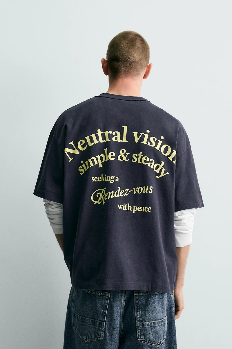 CONTRASTING TEXT PRINT T-SHIRT