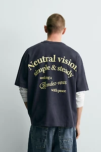 CONTRASTING TEXT PRINT T-SHIRT