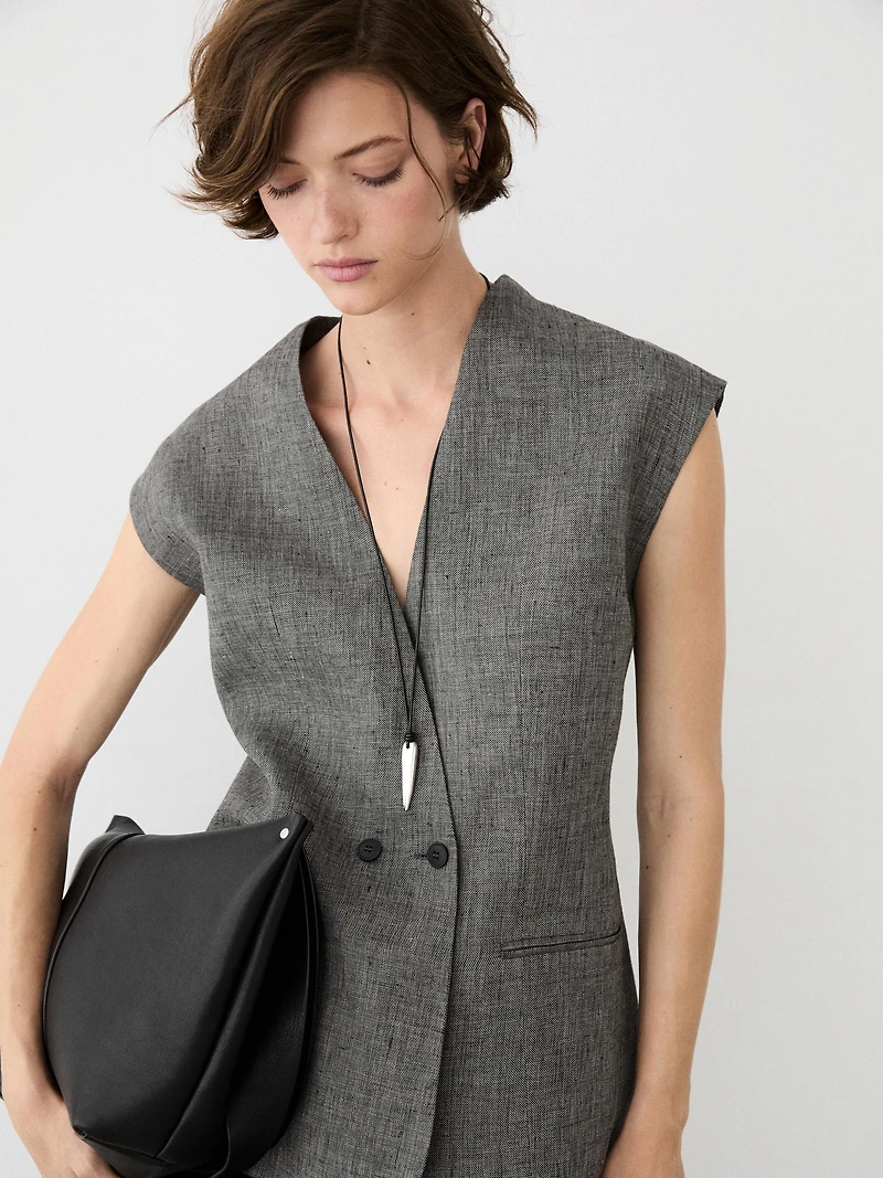 Gilet à épaules marquées en lin