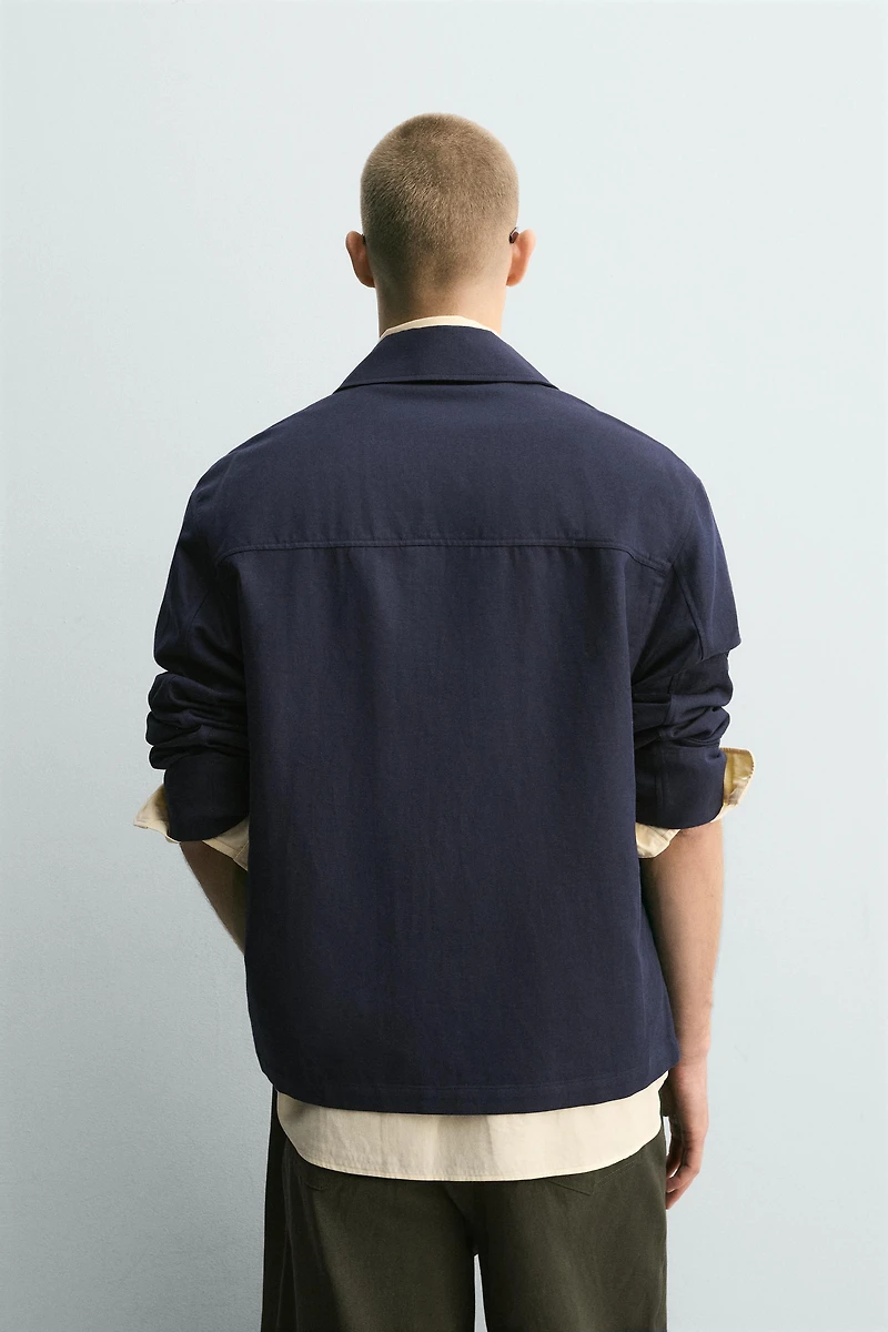 RELAXED FIT COTTON - LINEN OVERSHIRT