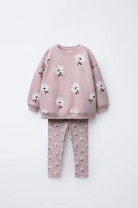 PRINTED RIB SWEATSHIRT AND LEGGING JOGGING SET
