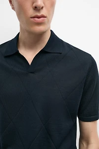 Pull polo en maille à motif losanges