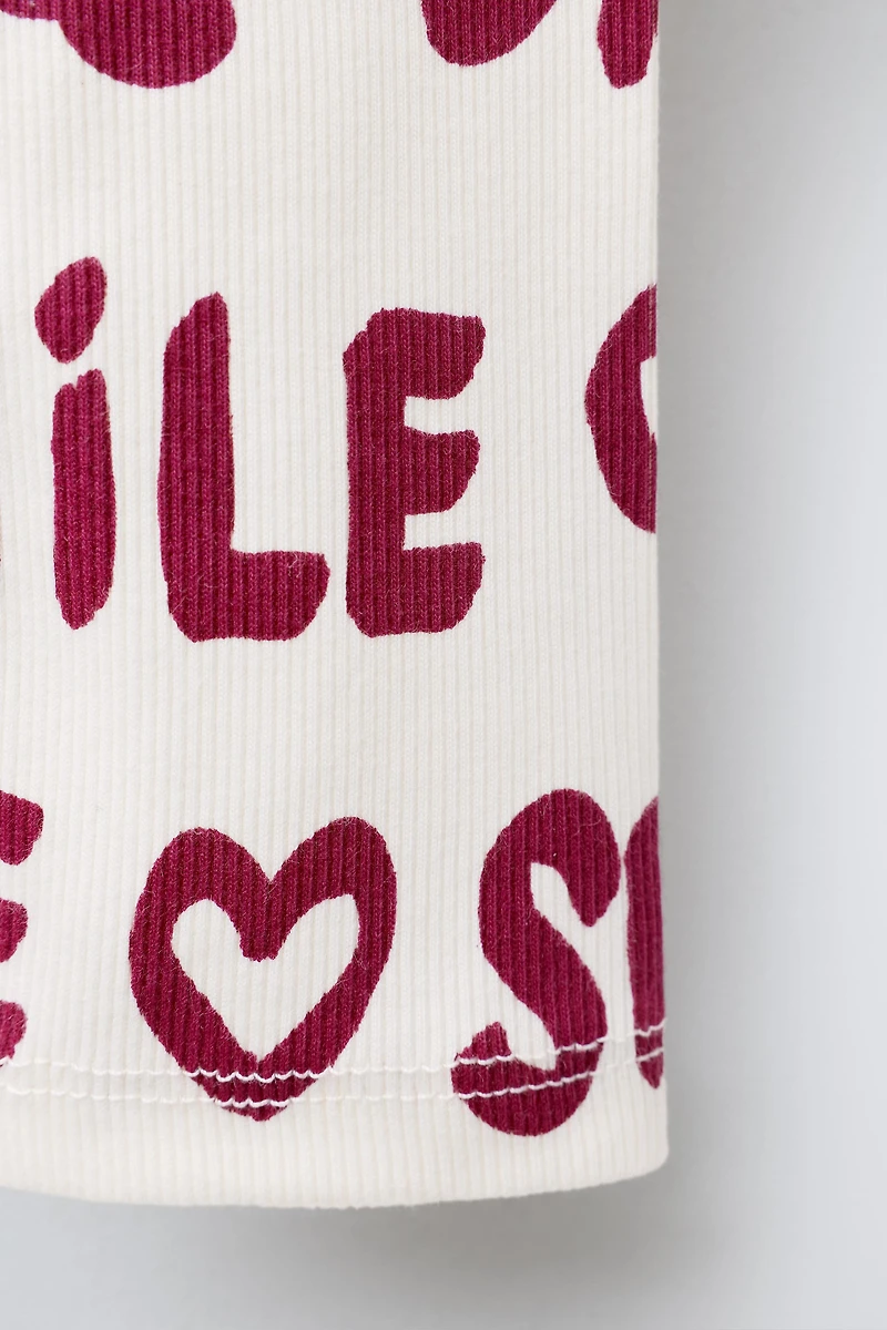 PRINTED RIBBED LEGGINGS