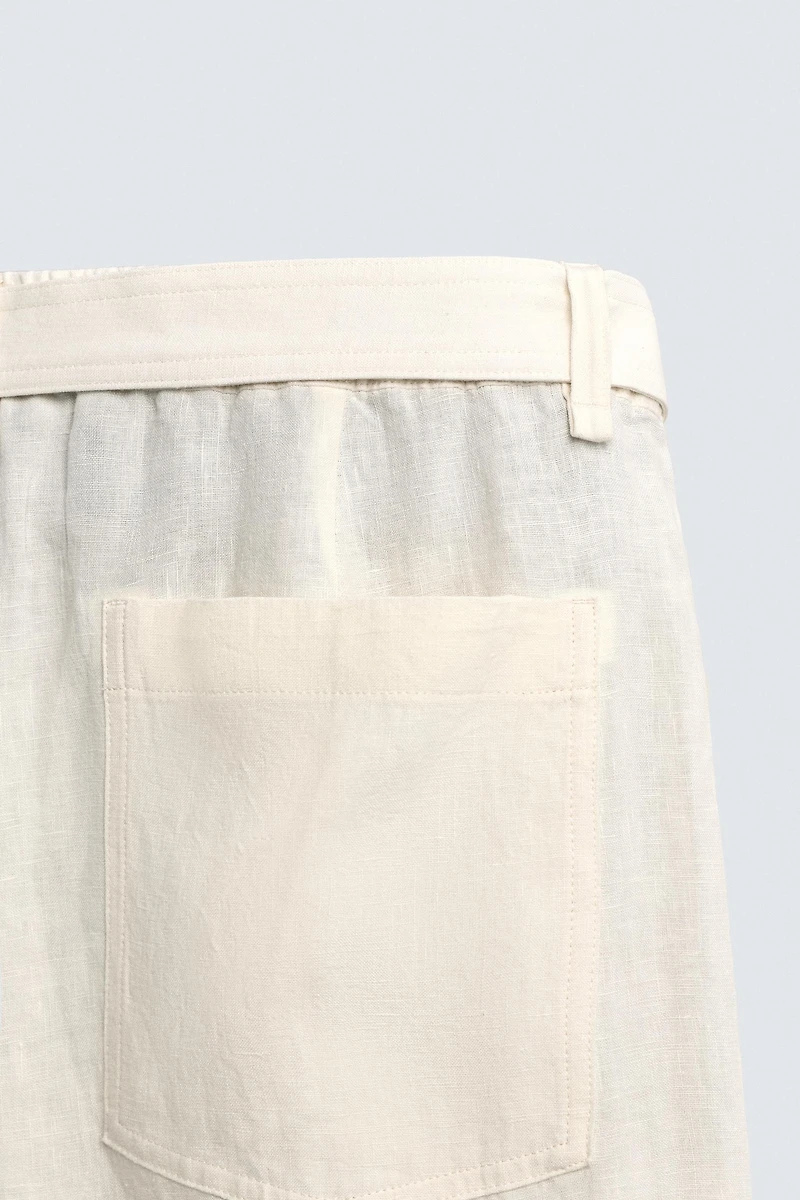 PANTALON RELAXED FIT 100% LIN AVEC CEINTURE