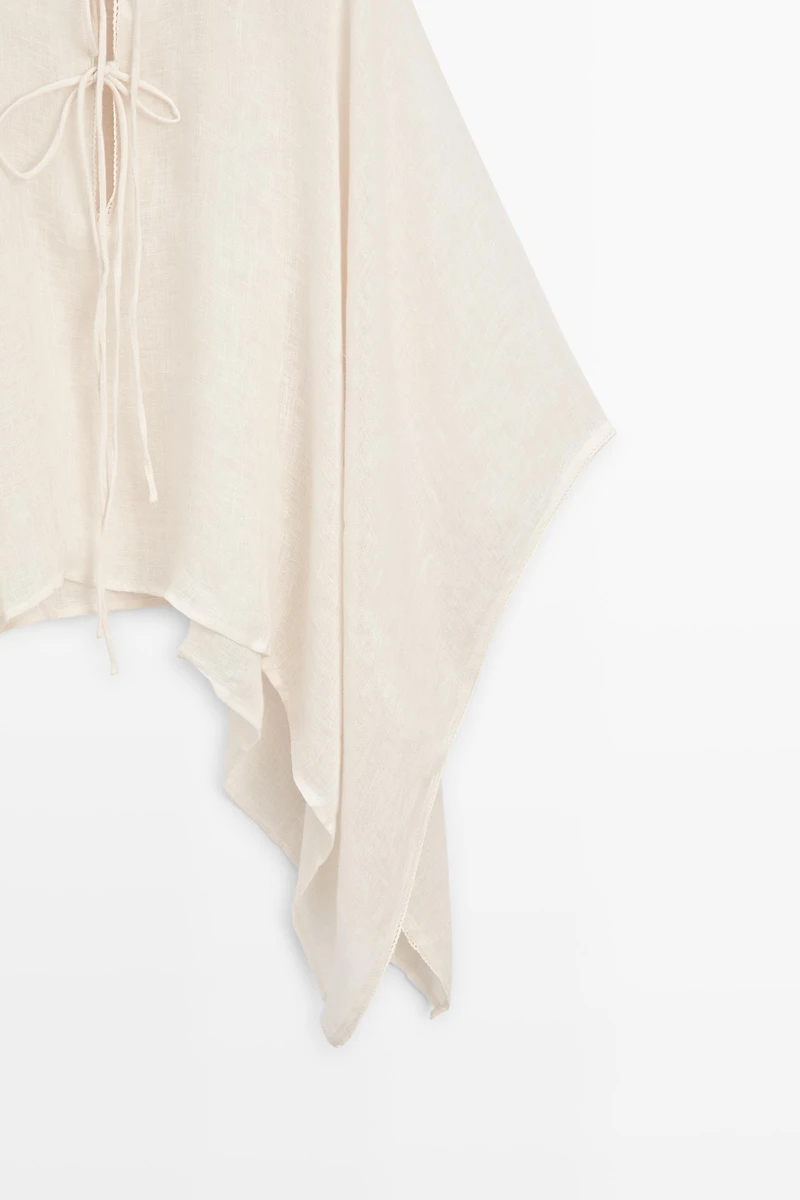 100% linen stand collar cape