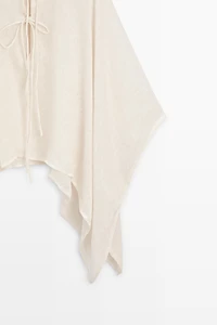 100% linen stand collar cape