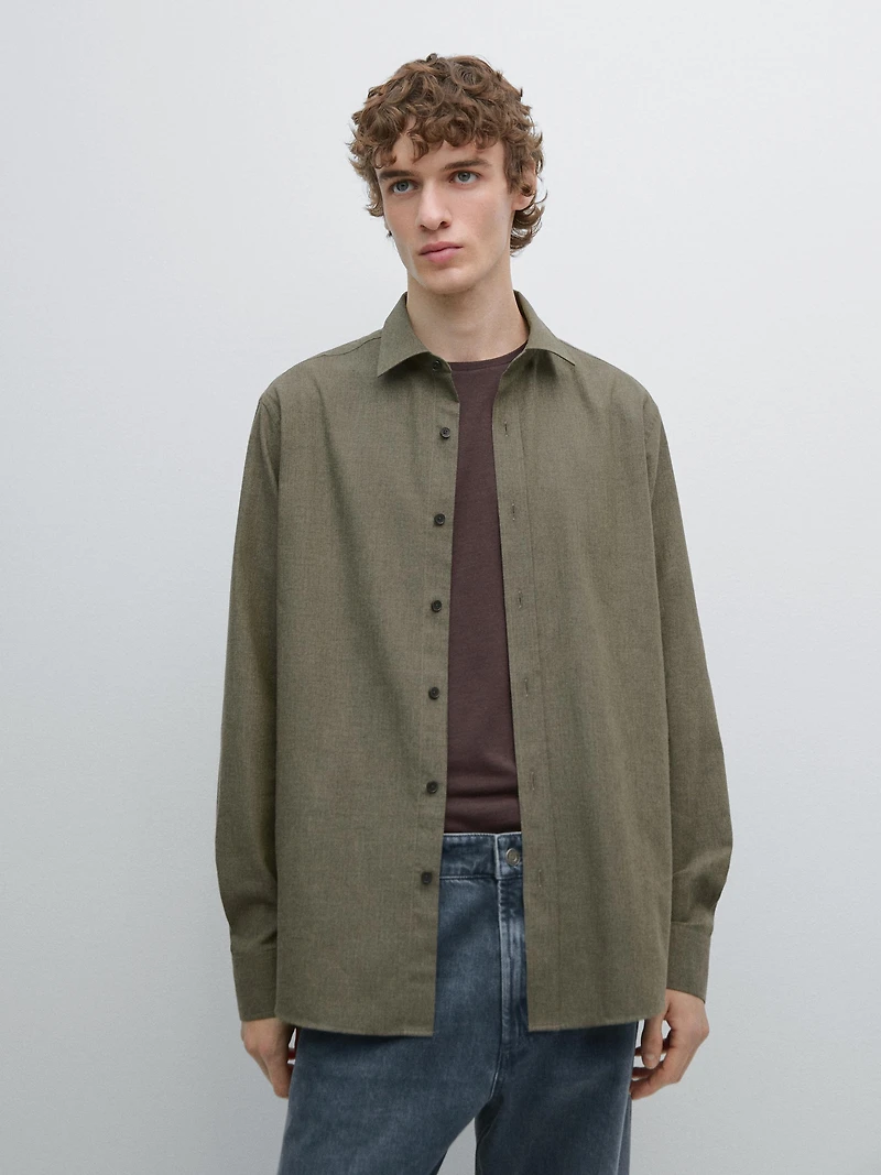 Regular fit melange shirt