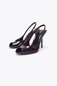 SANDALES À TALONS EFFET VERNI