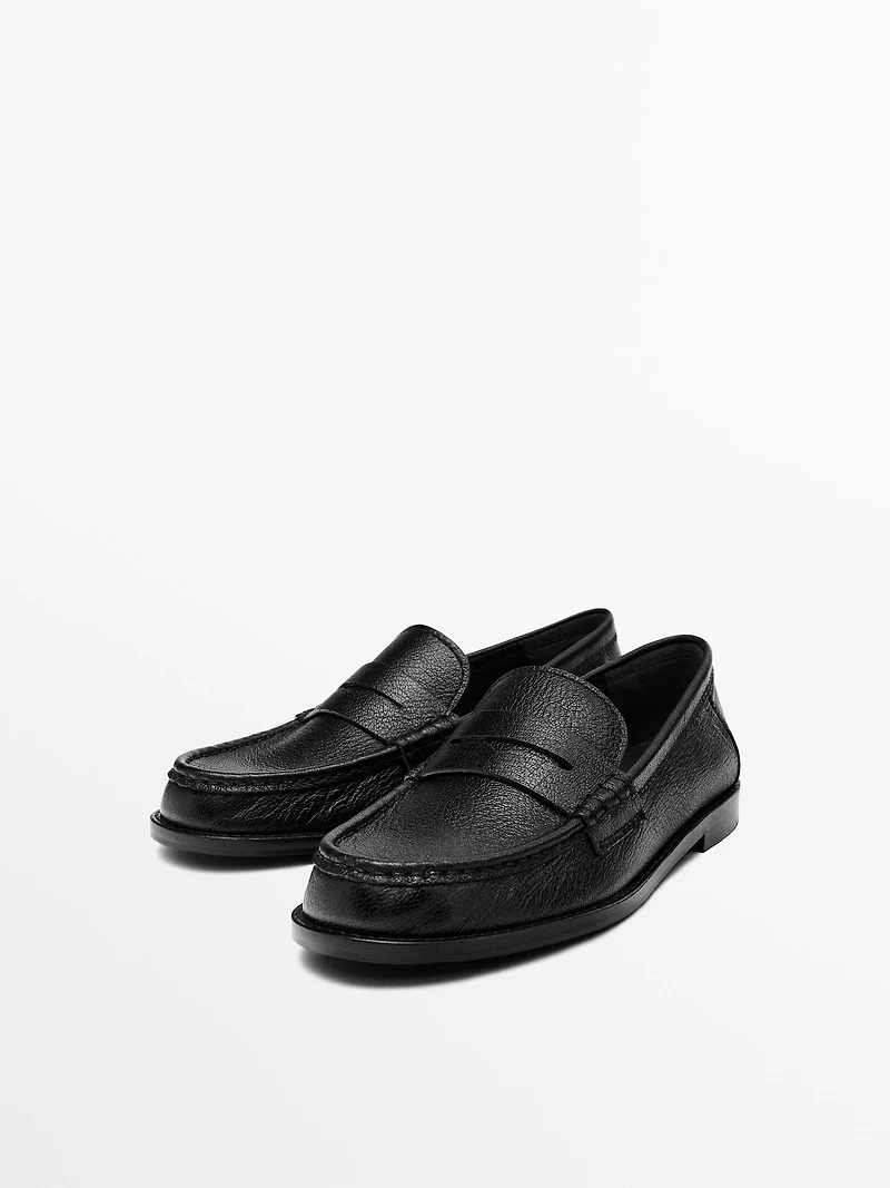 Tumbled leather loafers