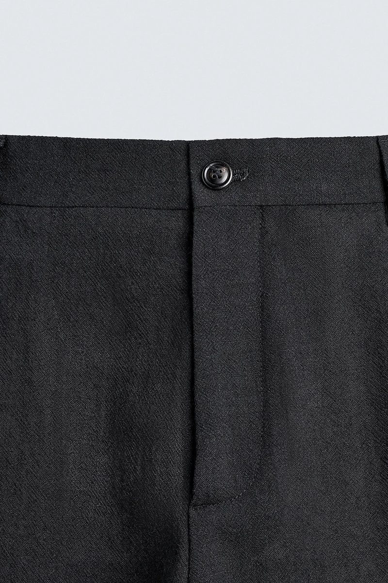 TEXTURED 100% WOOL SUIT PANTS