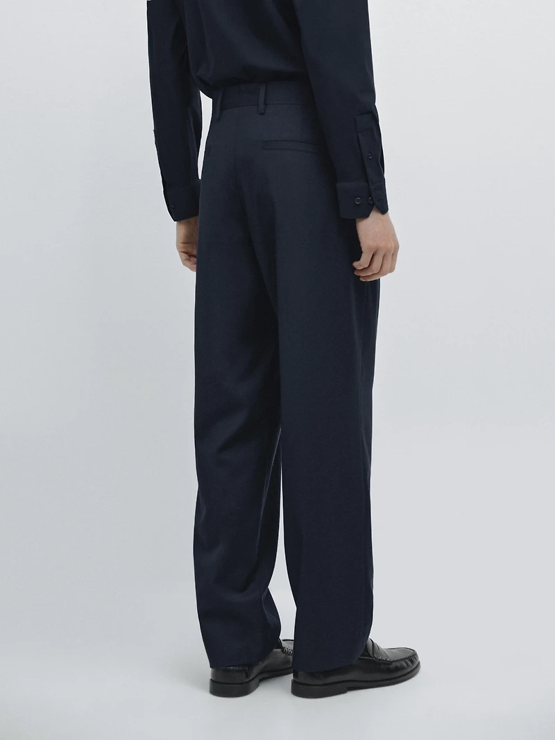 Wide-leg wool suit trousers