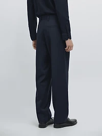 Wide-leg wool suit trousers