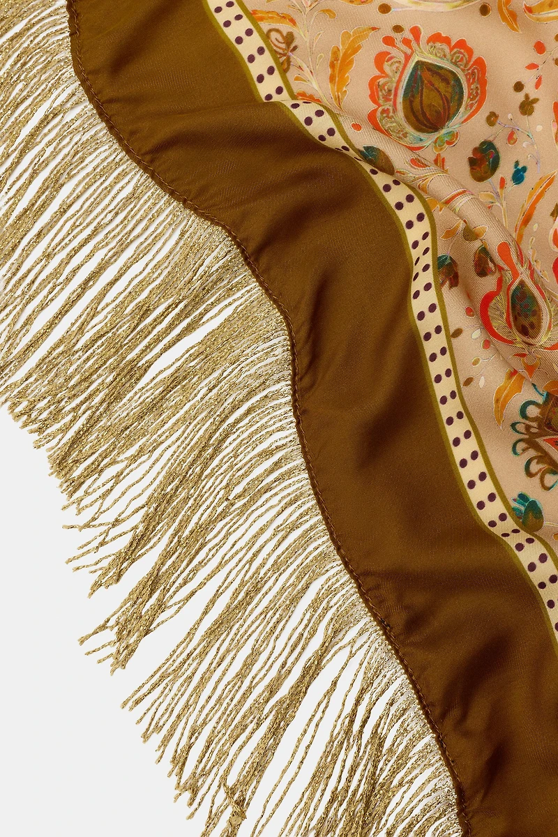 VISCOSE SILK FRINGED PRINTED SCARF