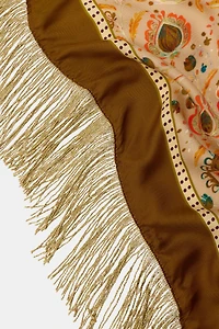 VISCOSE SILK FRINGED PRINTED SCARF