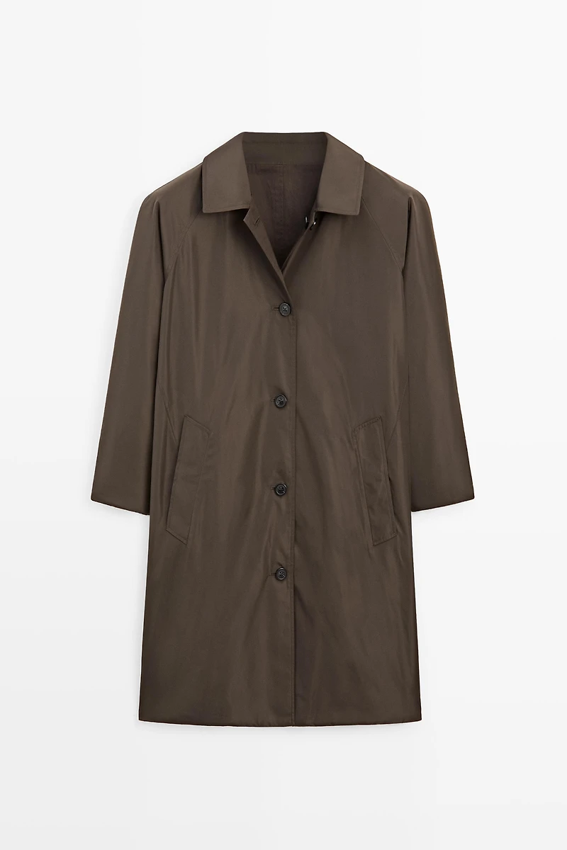 Long reversible trench coat