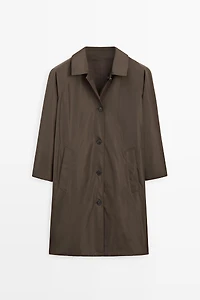 Long reversible trench coat