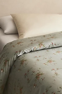 SATEEN DUVET COVER WITH FLORAL BRANCHES (300 THREAD COUNT)