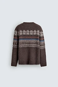 TEXTURED GEOMETRIC JACQUARD JUMPER