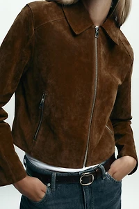 100% LEATHER SHORT JACKET