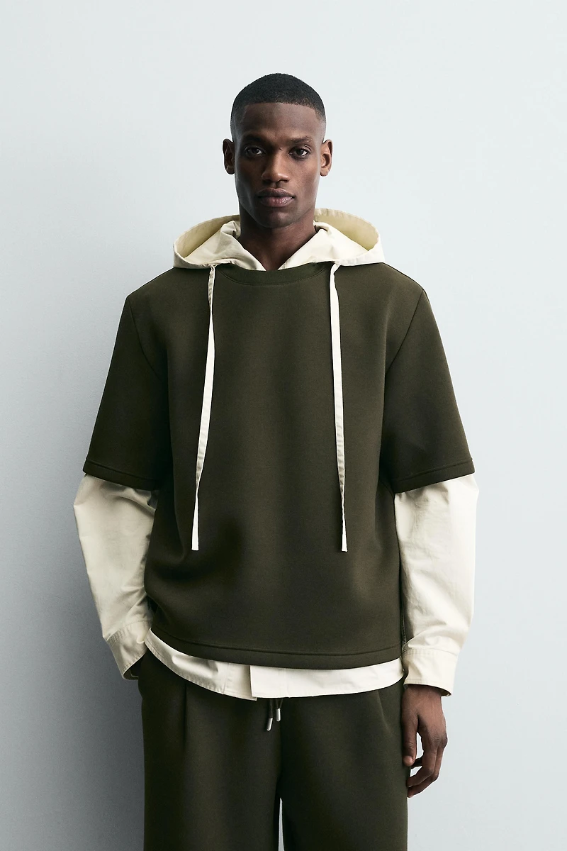 NEOPRENE EFFECT STUD SWEATSHIRT