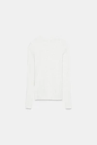 T-SHIRT CÔTELÉ À MANCHES LONGUES