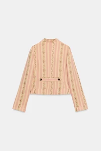 STRIPED FLORAL JACQUARD JACKET