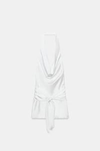 SATIN EFFECT SASH MINI DRESS