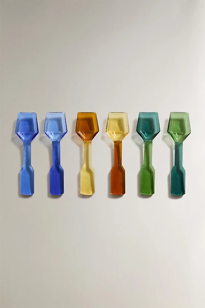 LOT DE 6 CUILLÈRES À GLACE EN BOROSILICATE MULTICOLORE