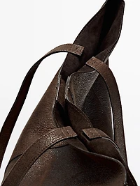 Tote bag en cuir effet daim craquelé