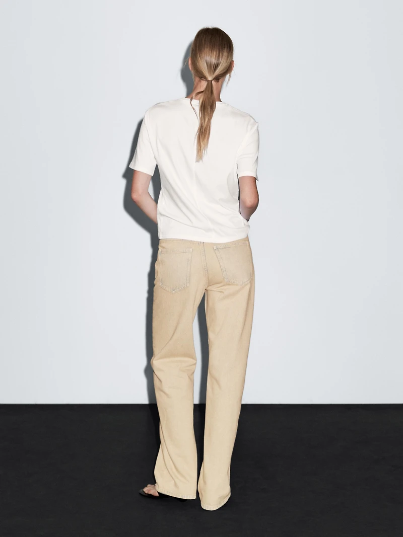 Jean large mid-rise coton