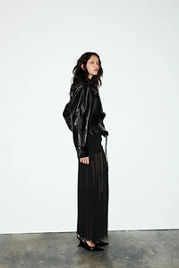 FAUX LEATHER PEPLUM JACKET
