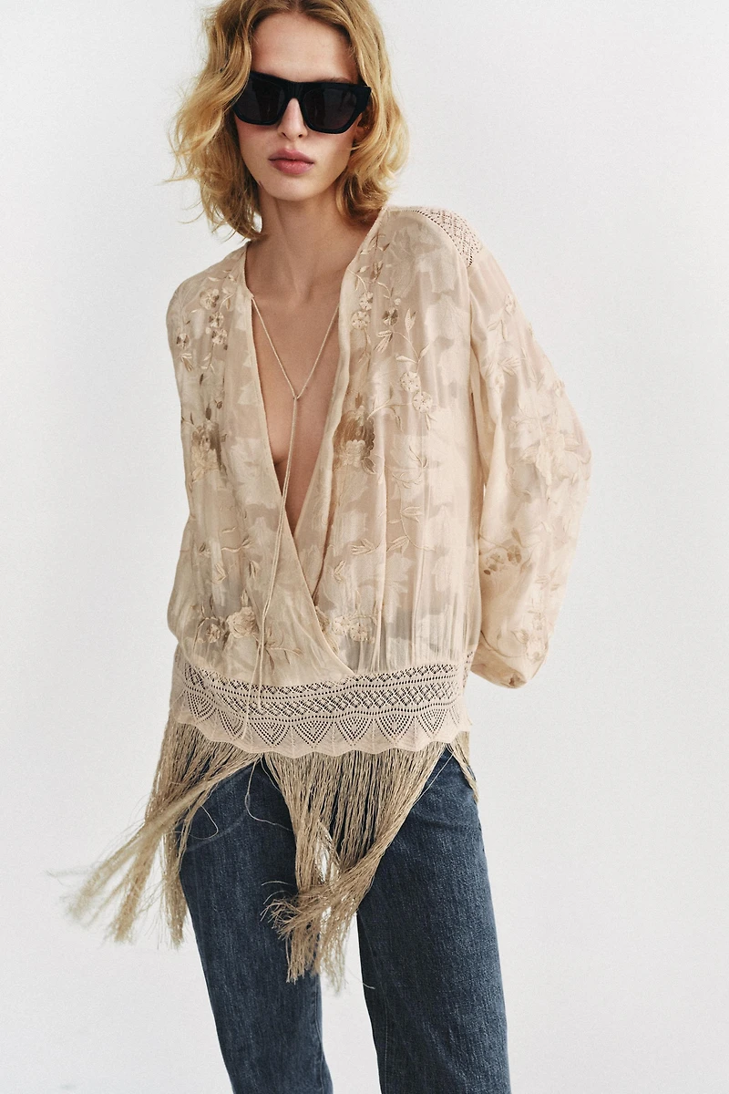 BLOUSE BRODÉE À FRANGES ZW COLLECTION