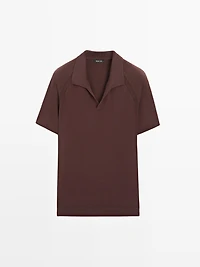 Short sleeve cotton knit polo shirt