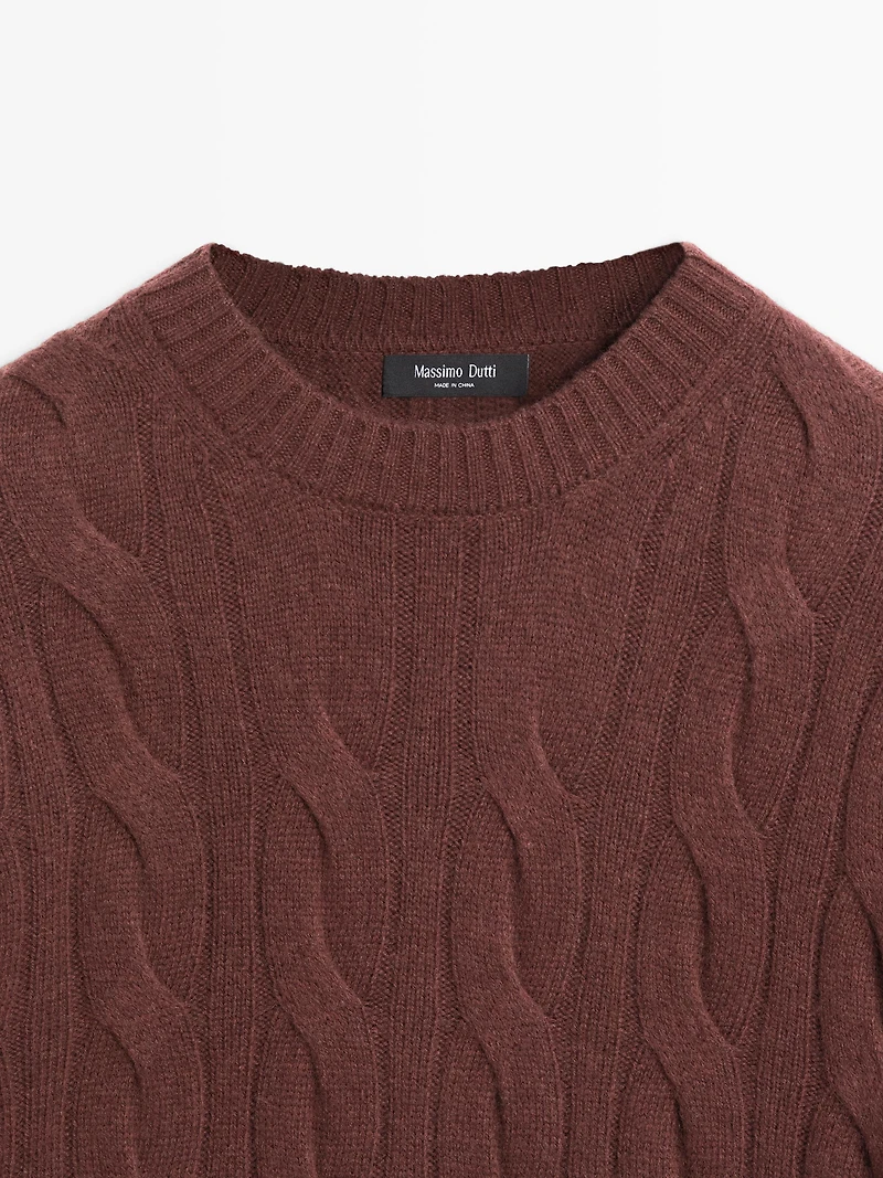 Cable-knit wool blend sweater