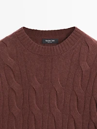 Cable-knit wool blend sweater