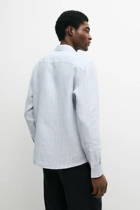 Chemise regular fit rayures délavées 100 % lin