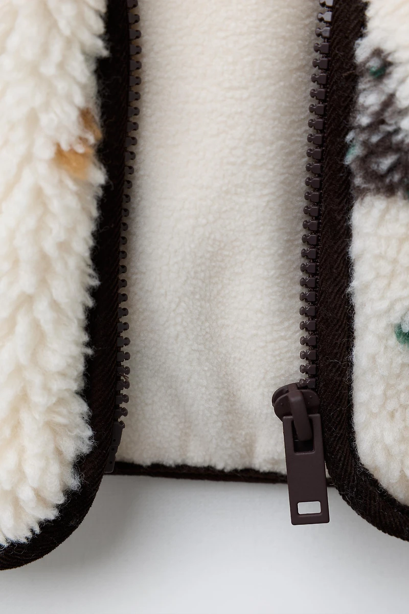 FLEECE FLORAL JACKET