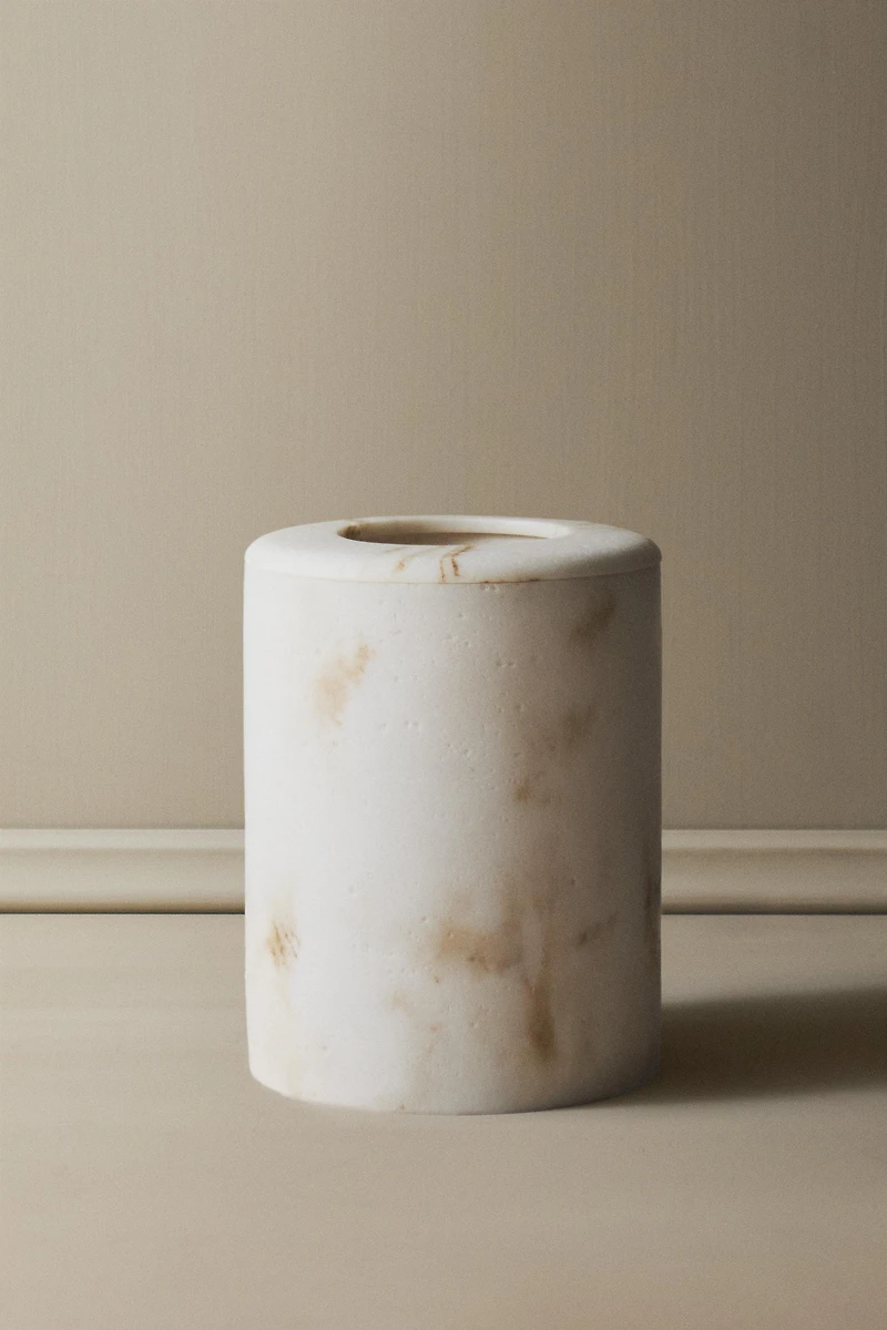 MARBLE-EFFECT BATHROOM TRASH CAN
