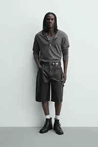 RELAXED FIT FAUX LEATHER SHORTS
