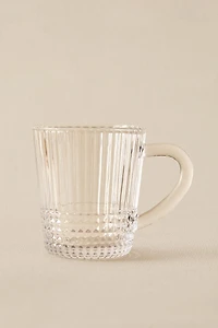 GLASS MUG WITH A RAISED GEOMETRIC DESIGN