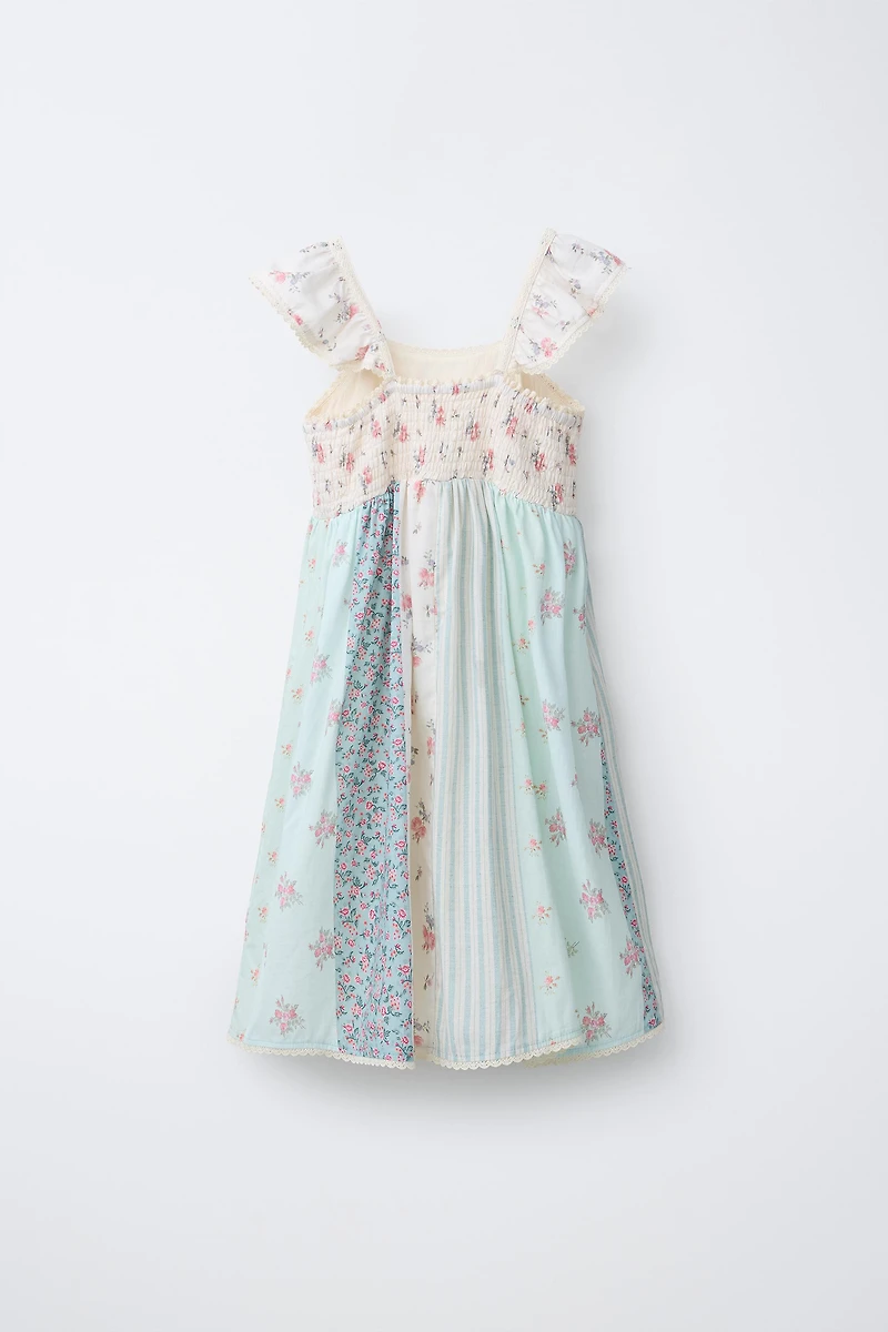 PATCHWORK LACE FLORAL DRESS