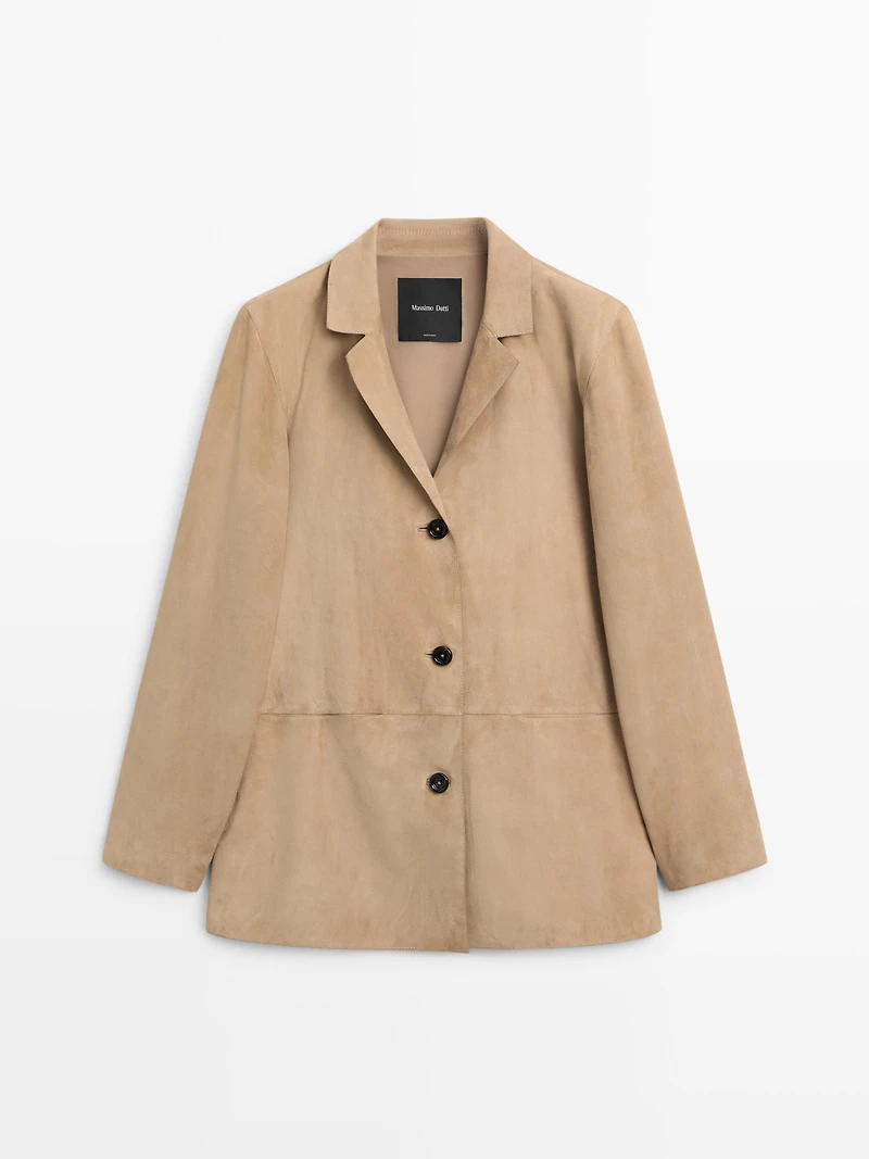 Blazer 100 % cuir et daim avec poches